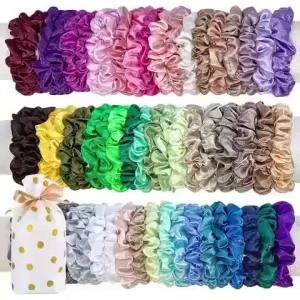 12/6pcs Satin Hair Scrunchies Elastic Minimalist Hair Ties Solid Color Ponytail Trendy Silk Hair Rope Hair Accessories