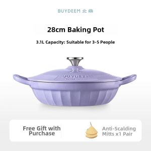BUYDEEM | Seafood Cooking Cast Iron Enamel Pot 28cm
