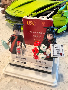 Graduation Season Memorabilia Compatible Lego Cute Bachelor Robe Doctor Figure DIY Decoration Display Nordic Style Plastic Material