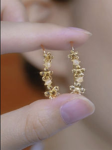 Elegant Zircon Flower Womens Earrings Trendy Design Sensation Fashionable Jewelry Clip-On Earrings Alloy Plated Silver Gold