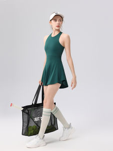 Retro Green New Breathable Golf Tennis Skirt Built-in Chest Pads