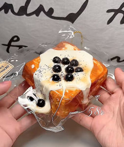 Food Grade Silicone Stress Reliever Toy Handmade Toast Pearl Slow Rebound Creamy Mud Sensation Squishy Toy for Ages 3+