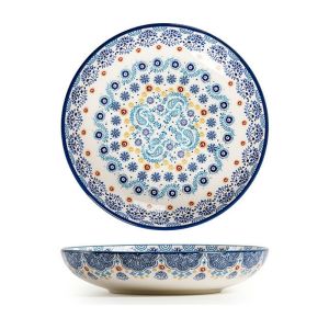 OMK Blue Talavera series 9 inch Ceramic deep plate Salad Bowl Dinner Plate