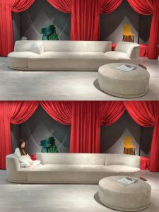 BUNISE BORDONE โซฟาผ้าลินิน-คอตตอน - โซฟาหรูหรา สไตล์โมเดิร์น พร้อมที่นั่งหมุน 360°