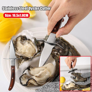 Stainless Steel Oyster Cutter Wooden Handguards Shell Oyster Opening Tool Oyster Cutter Seafood Shell Shucking Opener