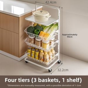 LANJIAOLUO | Movable Multi-level Storage Rack for Kitchen Supplies