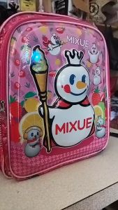 Tas Ransel Sekolah TK SD Anak Perempuan Karakter Embos timbul 3D lampu nyala LED