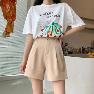 Suit Shorts Womens Summer Thin High Waist Loose and Slimming 150cm Small Xs Wide Leg A- line Three-Point Casual Pants