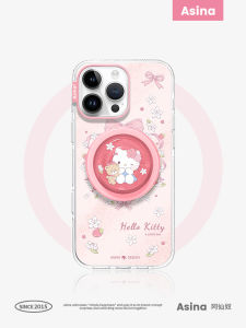 Asina | Pink Sakura Kitty iPhone 16 Pro Max Case Womens Style Magnetic Absorption Transparent Anti-Fall Protective Cover Apple
