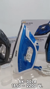 AIKO AK-007A สีฟ้าขาว เตารีดไอน้ำ STEAM IRON Ceramic Soleplate 2200W