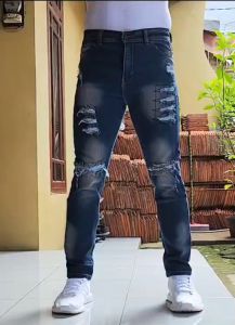 VD - [COD] - Celana Jeans Pria Panjang Slimfit Sobek Lutut Robek Ripped Dengkul Destroy Premium - celana panjang jeans sobek slimfit pria - Celana Jeans Robek Pria Skinny Slimfit Street SoftJeans Sobek Lutut Ripped