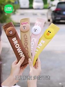 100% Authentic Line Friends Car Seat Belt Cover Shoulder Pad Car Safety Belt Seat Covers Children Kid Safety Strap Protector Seat Belt Clip Car Accessories LFB196