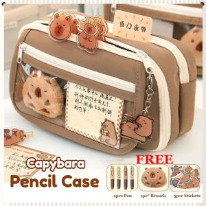 Pencil Case Capybara Cartoon Pendant Stationery Box Large Capacity Pencil Storage Bag Kapibara Free Sticker Student Gift