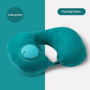 New Flocking Inflatable Portable Neck Pillow That Can Be Stored Self Filled Suitable For Outdoor Travel Business Trips Camping