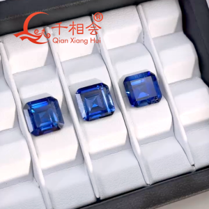 Phòng thí nghiệm hình dạng Emerald Chamfered vuông trồng Sapphire AGL Chứng chỉ Hoàng gia / Bông xanh cắt tự nhiên tổng hợp Corundum lỏng lỏng đá quý với bao gồm có thể nhìn thấy Phụ kiện DIY