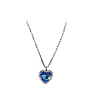 Love Forever Jewelry For Party Gifts Heart of Ocean Blue Heart Necklaces for Women Rhinestone Crystal Long Chain Necklaces