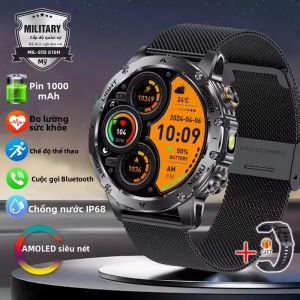 Đồng Hồ Thông Minh Quân Sự 2025 Với Pin 1000mAh Đèn LED Chống Nước IP68 Màn Hình Nhịp Tim Thiết Bị Theo Dõi Thể Dục Thể Thao Dành Cho Nam