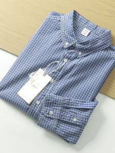 Fresh Fashionable Mens American Pure Cotton Washed Long Sleeve Plaid Shirt Standard Fit Spring New Style Business Casual Shirt