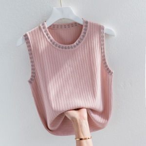 chaqi | Áo ba lỗ ren lấp lánh cho nữ mùa hè mới Áo sơ mi cơ bản bên trong Áo khoác ngoài gợi cảm Áo ba lỗ dệt kim bằng lụa băng