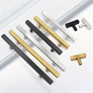 Gold/Silver/Black Cabinet Handle Square Furniture Hardware Stainless Steel Kitchen Door Knobs Cupboard Wardrobe Drawer Pulls
