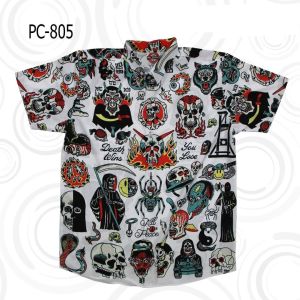 Mr.Junkoแท้ 💯 ✅ ส่งฟรี ✅ เสื้อเชิ๊ต​ฮาวาย​ซาติน-ญี่ปุ่นพิมพ์ลายเต็ม หน้าและหลัง ผ้านุ่มใส่สบาย ผ้าไม่หด สีไม่ตก