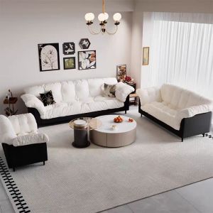 TABLETROVE Tatami Sofa Bed Lazy Sofa Lambskin Sofa Bed Solid Wood Sofa Bed High-Quality Sofa