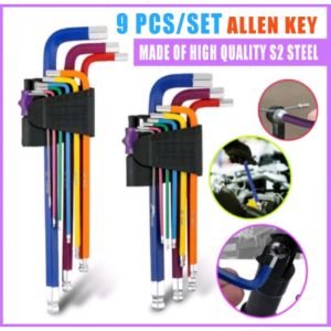 CEO 🇲🇾 9Pcs Allen Key Colour Coded Ball-End Hex Allen Key Wrench Tools set Hand Tools Bicycle Computer Accessories