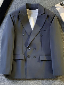 LIIEN NOOS | Double Breasted Solid Color Mens Suit Jacket