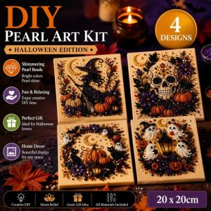 Spooky Cute Halloween Diamond Painting Kit - 2PCS 3D Ghost & Pumpkin Beginner DIY Wall Art Craft 20x20cm Home Decor Seasonal Gift
