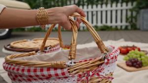 Portable Basket Rattan Woven Basket Storage basket with Dual Handles Multipurpose Portable Basket for Picnic Festival Activities