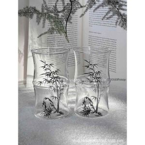 New Chinese Style Bamboo Painted Glass Tumbler