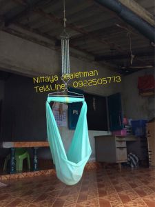 เปลสปริงมาเลน์ ชุดสปริง 5 เส้น+ผ้าเปลรุ่นกั้นหัว +ไม้แขวน + มุ้ง