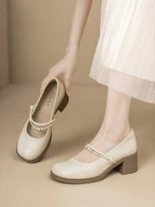 Josiny | French Style Mary Janes Coarse Heel JK Design One Strap Single Shoes