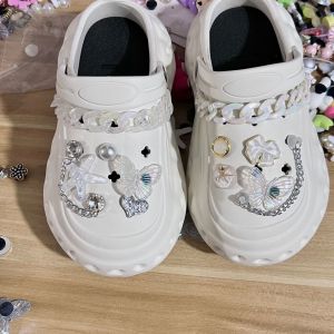 Crocs Jibbitz Charms Shoe Accessories Transparent Shoe Chains 3D Butterfly Pearl Decorative Shoe Buckle for Crocs