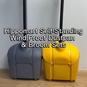 Self-Standing Wind Proof Dustpan & Broom Sets | Multiple Colors | Dustpan Teeth Comb Out Dirt | Cleaning Tools | Indoor & Outdoor Broom | Kitchen Broom