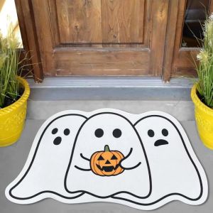 VIKAMA Gothic Bat Skeleton Floor Mat Halloween Irregular Shape Non Slip Indoor Dark Style Fireplace Hallway Decor Mat