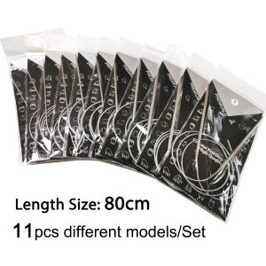 11 Pieces/Set Lncluding 6#-16# 11 Different Models Stainless Steel Circular Crochet Needles Set Ergonomic Crochet Knitting