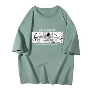 Áo Thun Tay Ngắn Mùa Hè Dành Cho Nam Áo Thun in Họa Tiết Vũ Trụ Cổ Tròn Cotton Thường Ngày Thời Trang Áo Phông