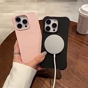 szhaiyu | Liquid Silicone Ripples Magnetic for MagSafe Phone Case for IPhone 17 16 15 14 Pro Max for Magsafe Wireless Charging Soft Cover