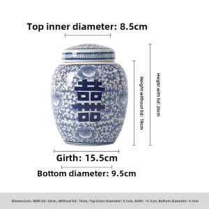 Antique Blue And White Porcelain General Storage Jar Ceramic Tea Canister with Lid New Chinese Style Puer Tea Canister