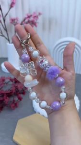 SANRIO POMPOM PREMIUM Glow In The Dark Lanyard Tali Gantungan Gelang Strap HP Phone Charm Handphone Device Kamera Handmade Macaron Candy Lanyard Full Warna Korean Style Estetik Bracelet Beads Lotso Cinnamoroll Kuromi Moon Bulan Horse Kuda GID