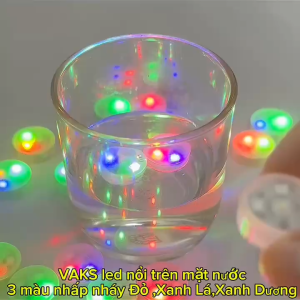 Combo 3 LED tròn NỔI trên mặt nước có pin sẵn 3 màu nhấp nháy nhanhchậm ánh sáng ĐỎXANH DƯƠNGXANH LÁ cùng phát sáng