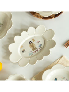 April Special Ceramic Fish Plate Steamed Fish Plate Luxury Minimalist Style Large Size 11 Inch Multifunctional Dinner Plate