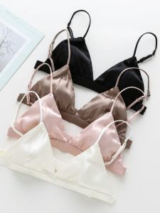 ชุดชั้นในใส่สบายไร้โครงเหล็กบางเฉียบผ้าไหมหม่อนชุดชั้นในเซ็กซี่สไตล์ฝรั่งเศสคัพนุ่มสำหรับหน้าอกเล็กไม่มีฟองน้ำเสริมทรวงอกมีสแปนเด็กซ์ไหมแท้