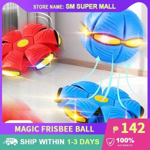 【Magical】Flying UFO Flat Throw Become Ballwith LED Light Toys Kids Outdoor Garden Beach Sports Balls Game Children Deformation Balls Toy