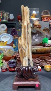 fossil tree #johorbahru #crystal 天然玉化🪵💯长柱形树化玉 🆓雕刻实木底座 整体高total height: 46cm 宽width: 15cm x 12cm 重weight: 2.3kg 📍Johor Bahru 区可自行取货或邮寄服务