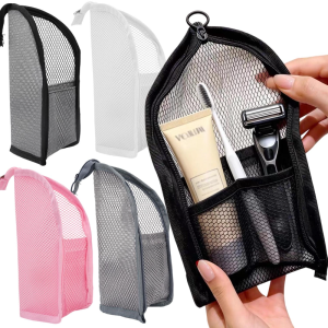Foldable Large Capacity Travel Toiletry Bag / Standing Vertical Zipper Mesh Pocket Makeup Bag / Waterproof Multipurpose Cosmetics Washing Accessories Organizer Pouch