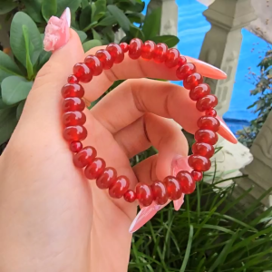 Q1595 Vòng full đồng điếu Ngọc Agate Đỏ điểm hạt cho Hỏa và Thổ - Phong Thuỷ TUDO