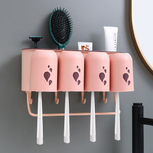 Wall-Mounted Dental Cup And Toothbrush Holder Set No Drilling Required