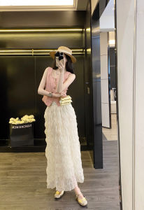 Leathercat ผู้หญิง สายคล้อง เสื้อกั๊ก สั้น แขนกุด เสื้อท่อนบน ฤดูร้อน แจ๊กเก็ต เรียบหรู ชิค สไตล์น้ําหอม ขนาดเล็ก แฟชั่นที่เป็นมิตร